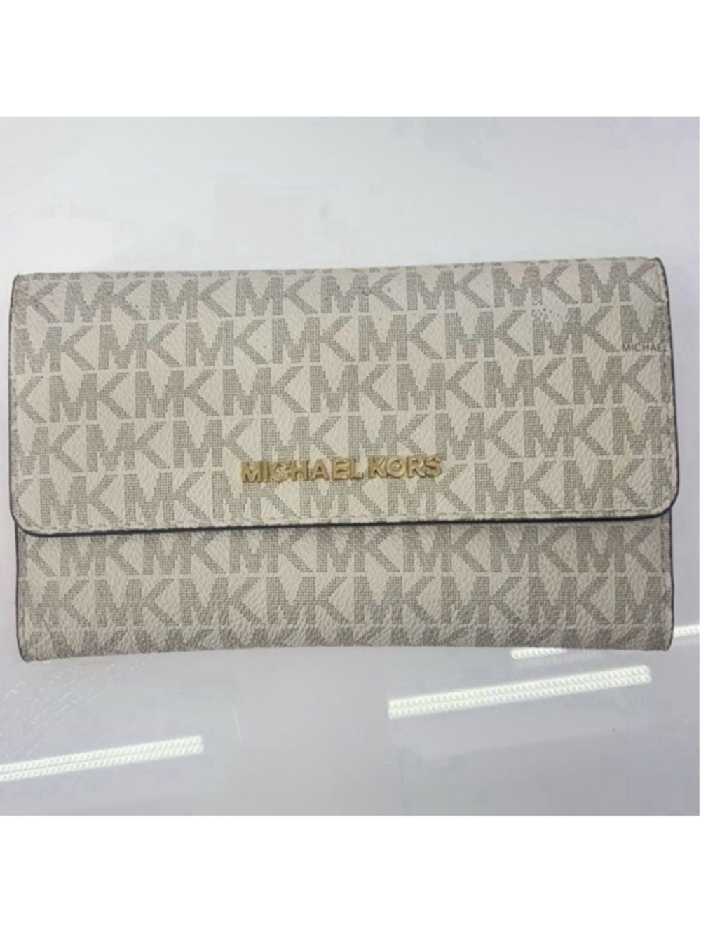 Michael Kors Trifold Wallet Pink & White Logo Vanilla/Ballet Pink - Picture 11 of 12